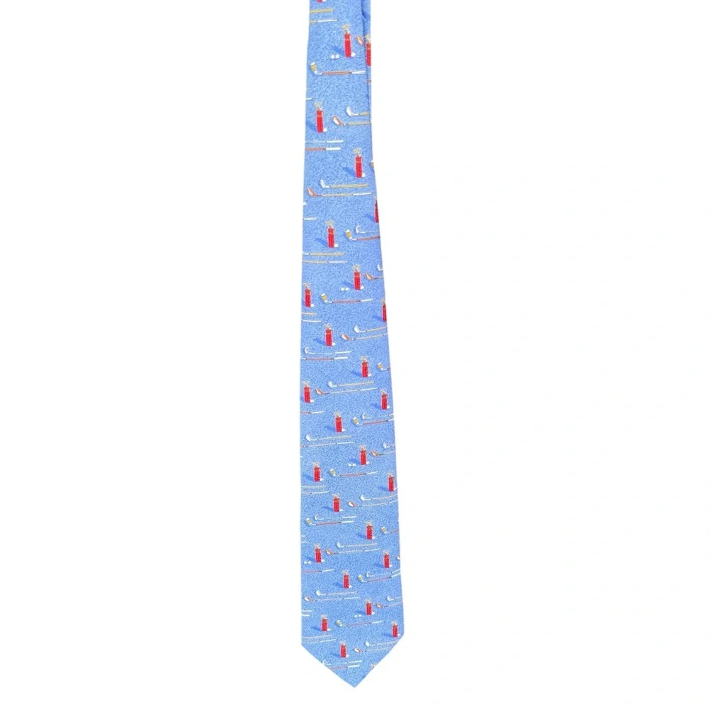 Dunhill Men's Neck Tie 100% Silk Golf Motif Made In Italy - Picture 2 of 8